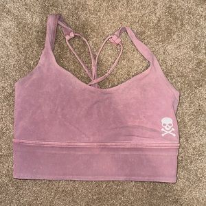 Vintage style pink sports bra with skull